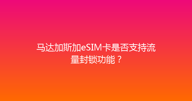 马达加斯加eSIM卡是否支持流量封锁功能？ 